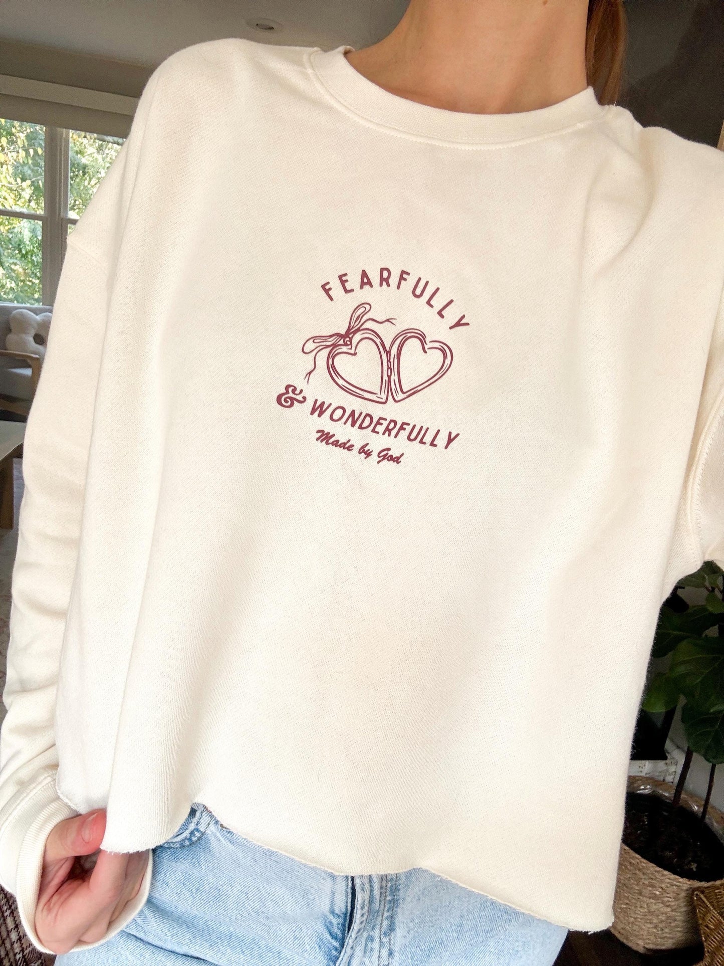 Fearfully & Wonderfully Made Cropped Crew | Christian T-shirt, Bible Verse Shirt, Religious T-shirt, Trendy T-shirt, Faith T-shirt, gifts