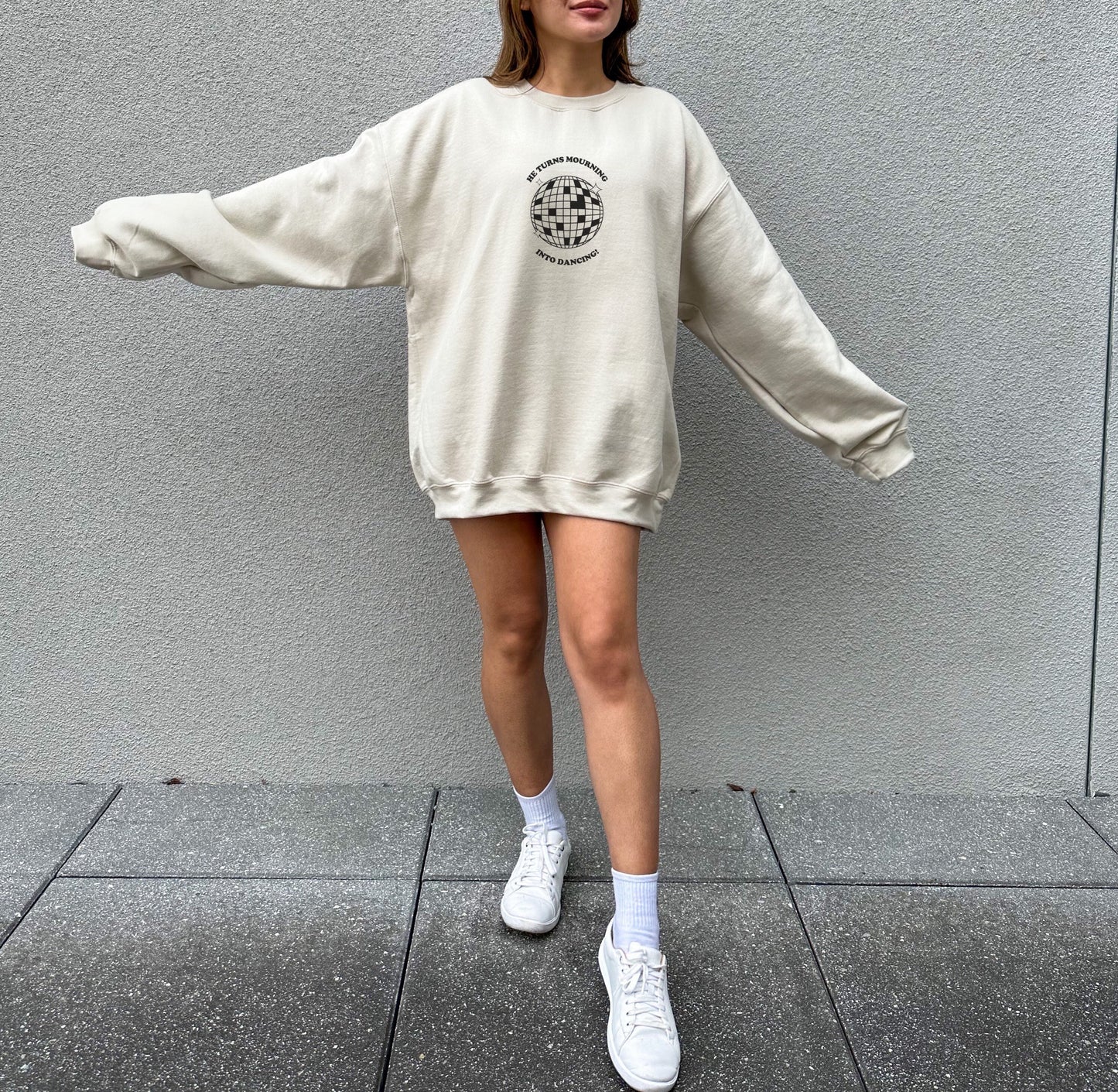 He Turns Mourning to Dancing Crewneck | Christian Sweatshirt | Bible Verse Pullover | Trendy Faith Apparel | Aesthetic Christian Clothing