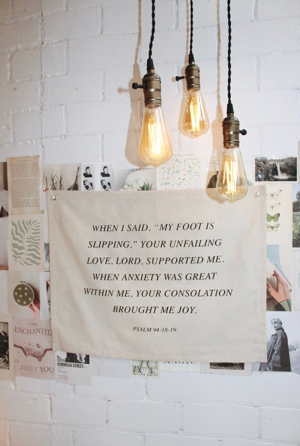 Personalized Bible Verse Wall Banner | Custom Christian Quote Decor | Handmade Scripture Fabric Banner Faith Gift for Her Christian Wall Art