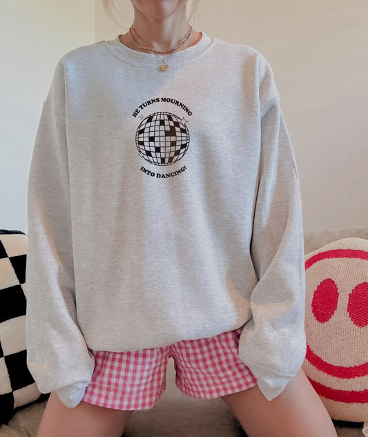 He Turns Mourning to Dancing Crewneck | Christian Sweatshirt | Bible Verse Pullover | Trendy Faith Apparel | Aesthetic Christian Clothing