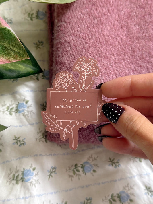 My Grace Is Sufficient for You Sticker | Floral Christian Sticker | Faith Bible Verse Vinyl Sticker Jesus Sticker for Journal Laptop