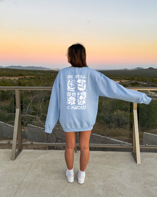 Be Still and Know Crewneck Christian Sweatshirt | Bible Verse Pullover | Trendy Faith Apparel | Aesthetic Christian Clothing Christian Gift