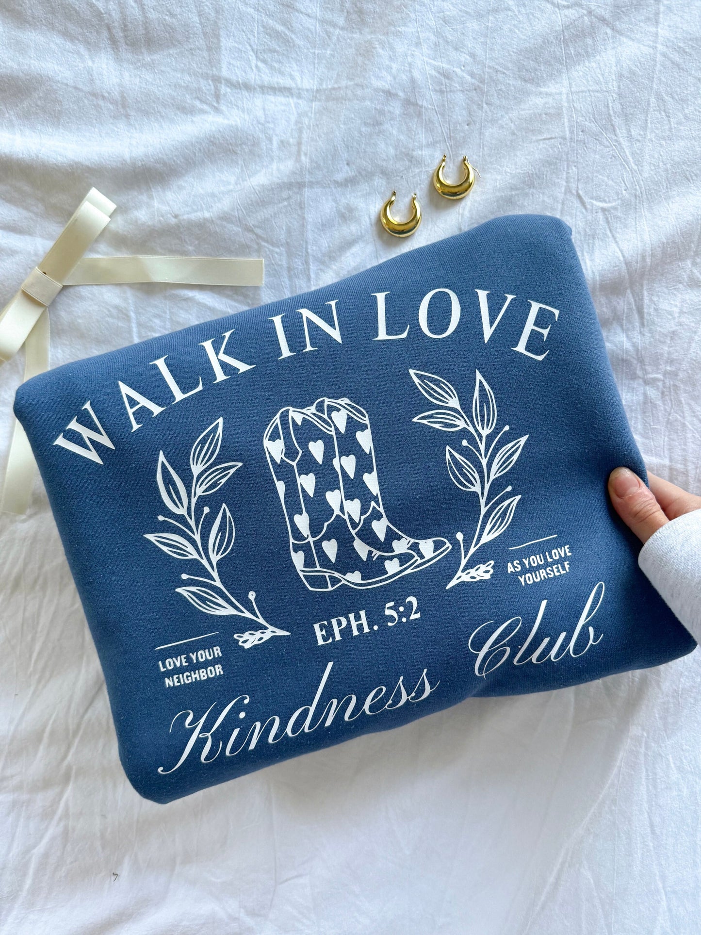 Walk in Love Kindness Club Crewneck | Christian Sweatshirt | Bible Verse Pullover | Trendy Faith Apparel | Aesthetic Christian Clothing