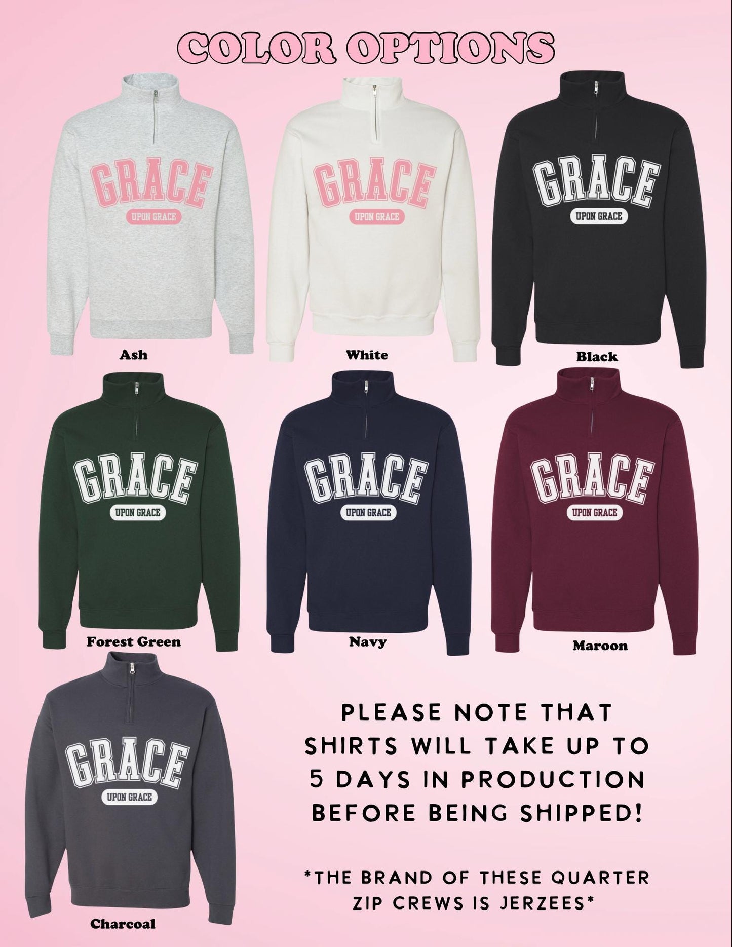 Grace Upon Grace Quarter Zip Crewneck | Christian Sweatshirt, Bible Verse Shirt, Religious Sweatshirt, Trendy Sweatshirt, Faith Crewneck