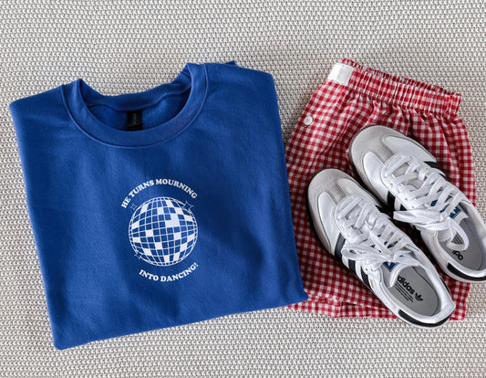 He Turns Mourning to Dancing Crewneck | Christian Sweatshirt | Bible Verse Pullover | Trendy Faith Apparel | Aesthetic Christian Clothing