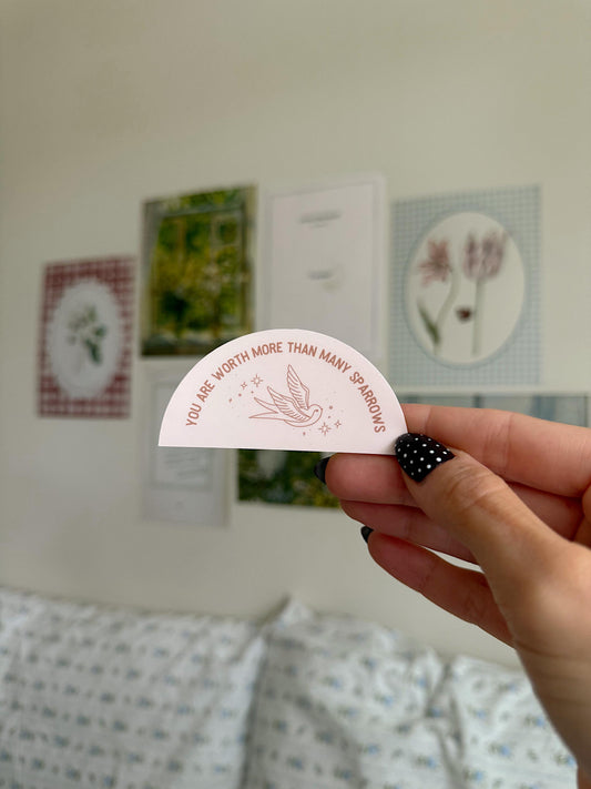 You Are Worth More Than Sparrows Sticker | Christian Bible Verse Vinyl | Faith Sticker | Aesthetic Christian Sticker for Journals & Laptops