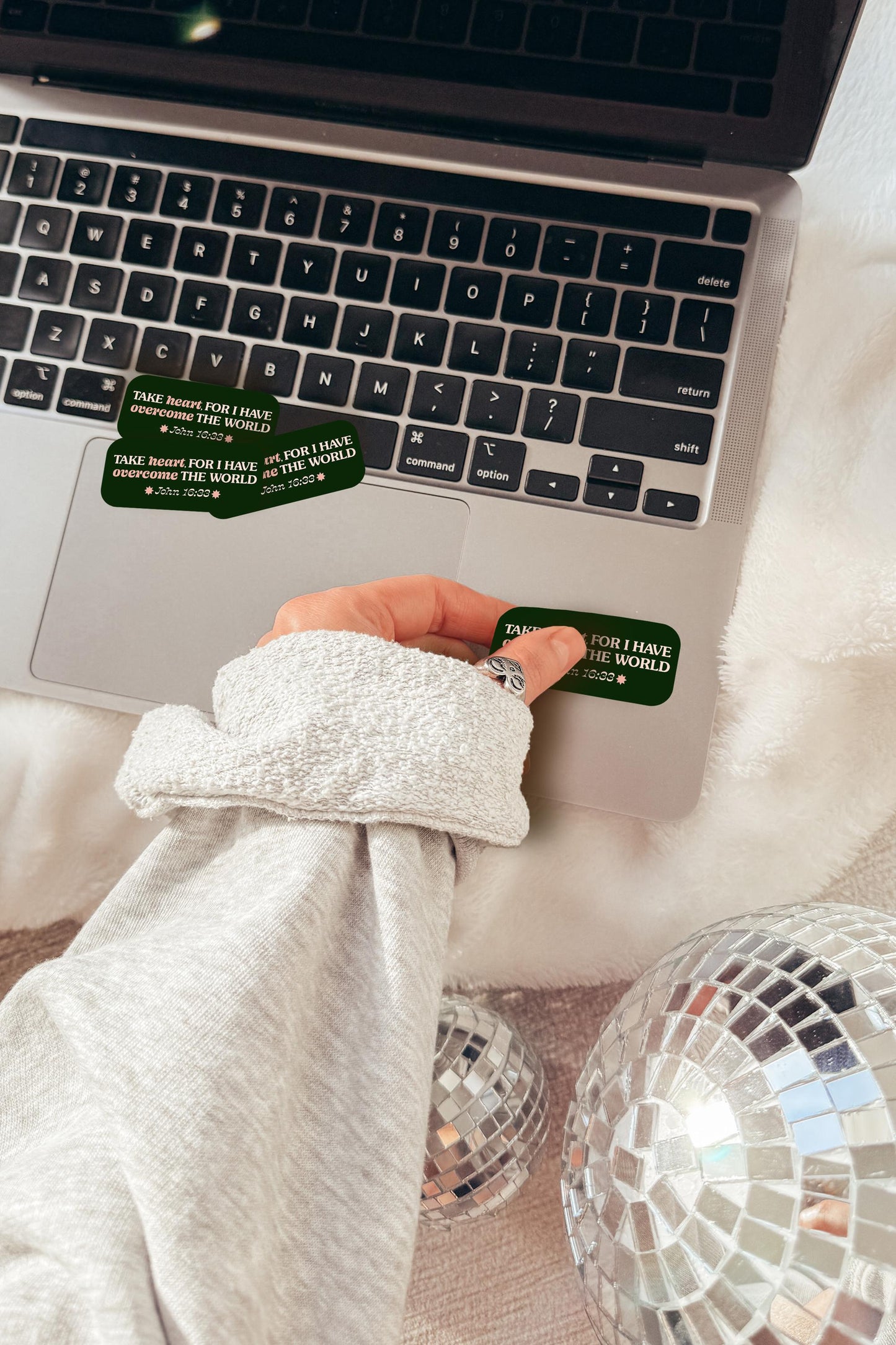 Take Heart For I Have Overcome The World Sticker John 16:33 Christian Bible Verse Vinyl Sticker Faith Encouragement Gifts for Christian Girl