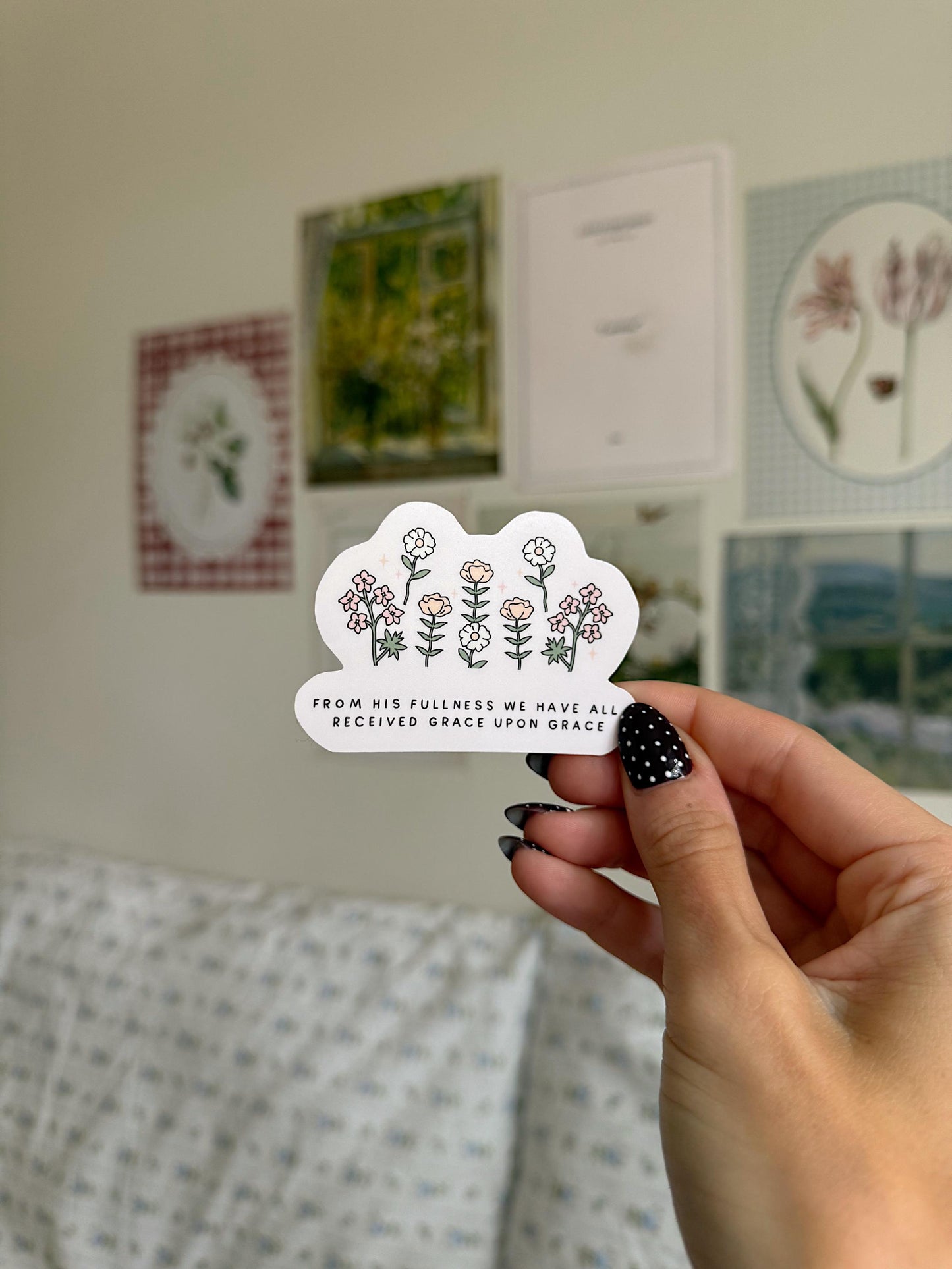 Grace Upon Grace Sticker Christian Sticker Bible Verse Sticker Faith Sticker Floral Scripture Decal Sticker for Journals Water Bottles