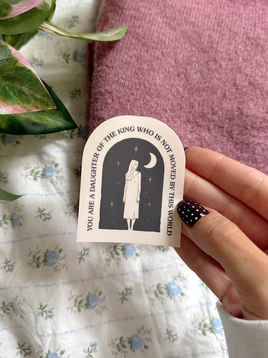 Daughter of the King Sticker | Christian Woman of Faith Vinyl Sticker Encouraging Bible Verse Aesthetic Gift for Her Laptop Journal Sticker