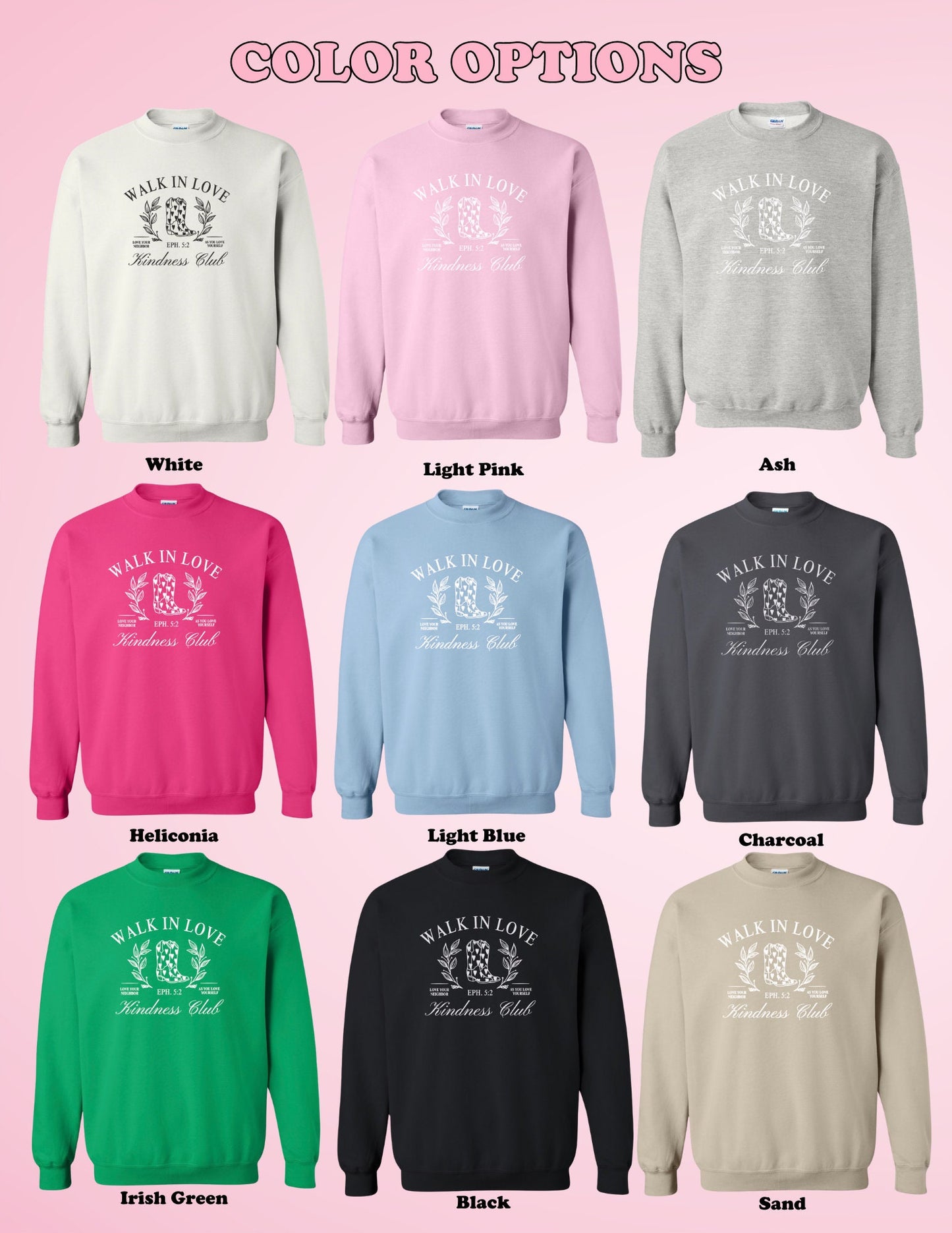 Walk in Love Kindness Club Crewneck | Christian Sweatshirt | Bible Verse Pullover | Trendy Faith Apparel | Aesthetic Christian Clothing