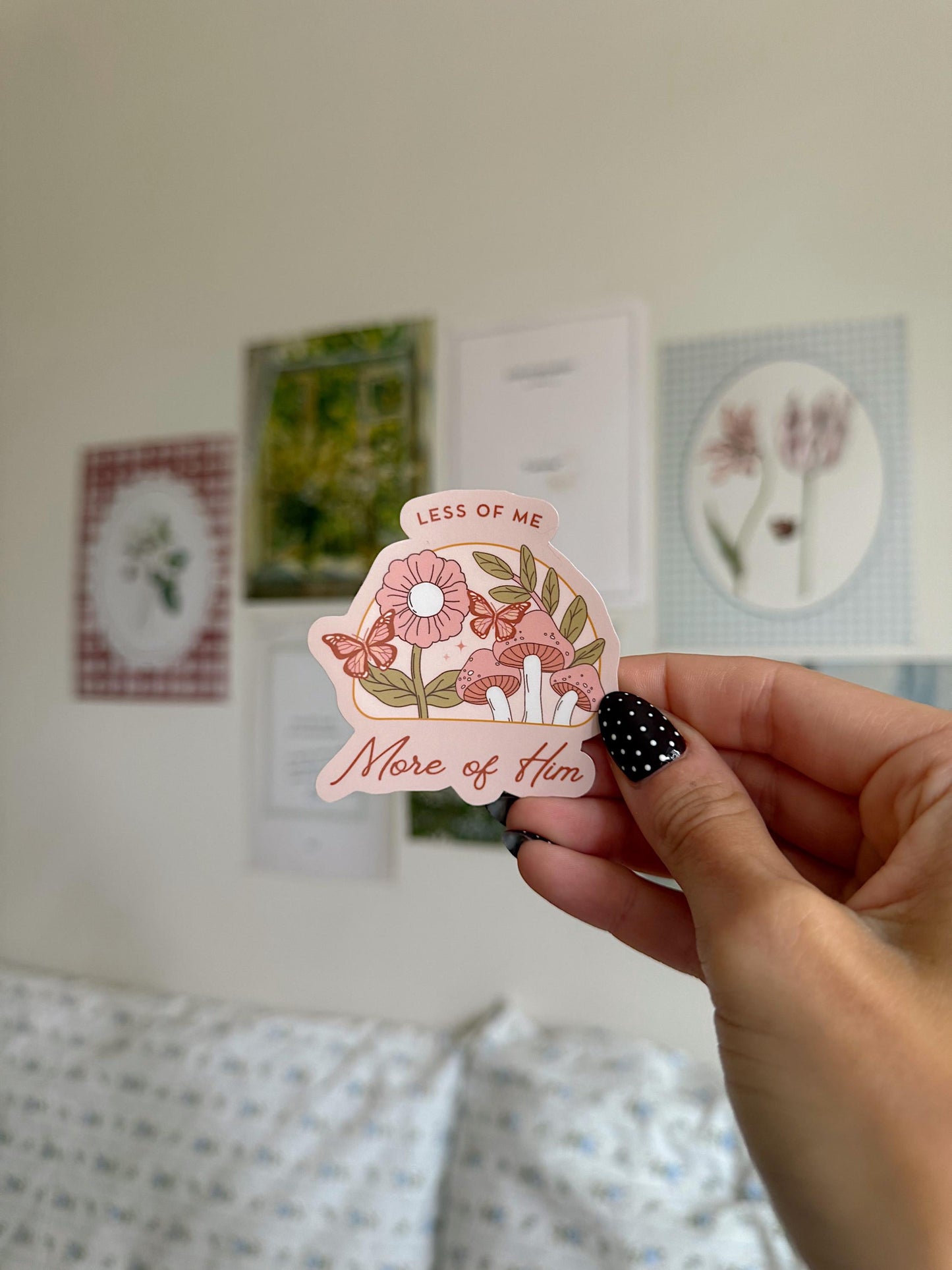 Less of Me More of Him Sticker | Christian Vinyl Bible Verse Faith Sticker Floral Aesthetic Jesus Sticker Gift Water Bottle Laptop Sticker