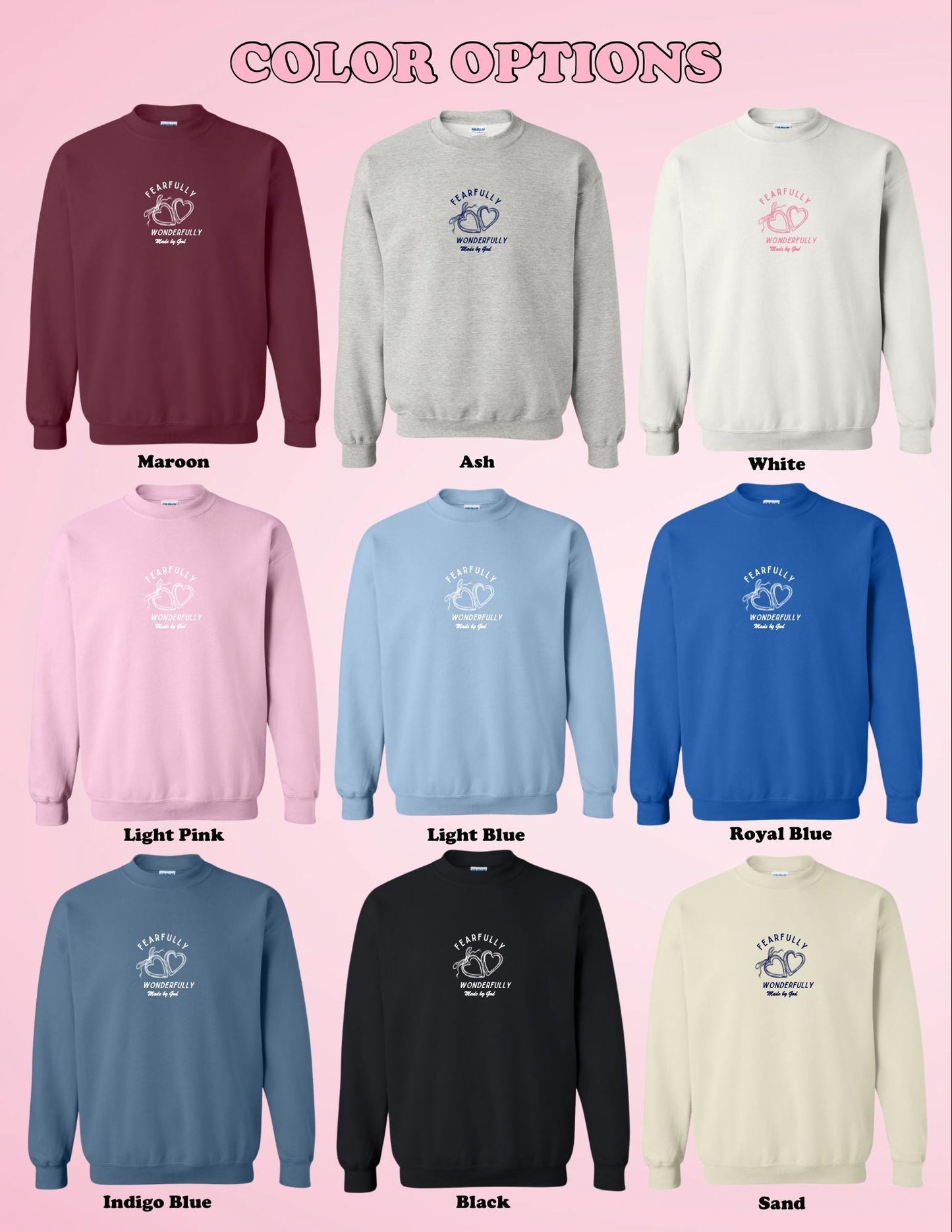 Fearfully and Wonderfully Made Crewneck | Christian Sweatshirt | Bible Verse Pullover | Trendy Faith Apparel | Aesthetic Christian Clothing