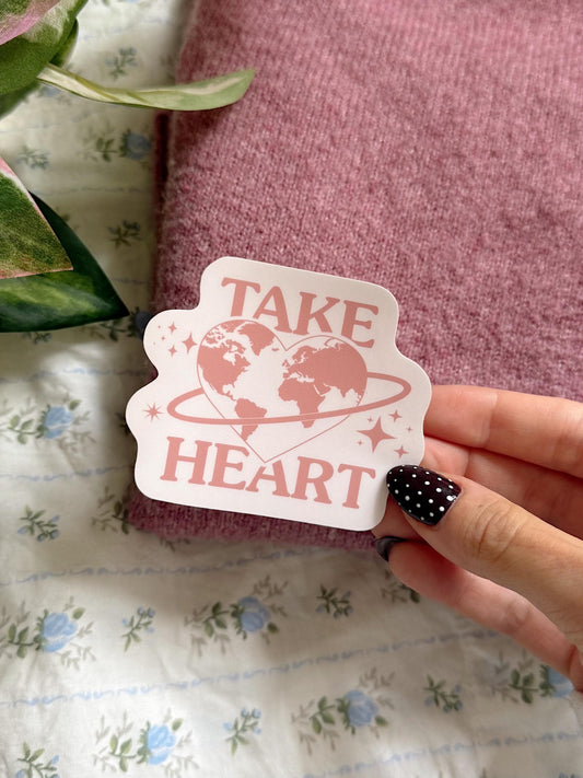 Take Heart Sticker | Christian Vinyl Bible Verse Faith Sticker Aesthetic Encouragement Gift for Her Jesus Scripture Sticker Laptop Sticker