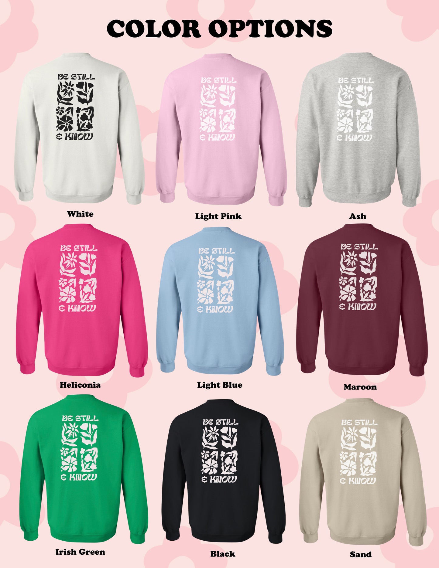 Be Still and Know Crewneck Christian Sweatshirt | Bible Verse Pullover | Trendy Faith Apparel | Aesthetic Christian Clothing Christian Gift
