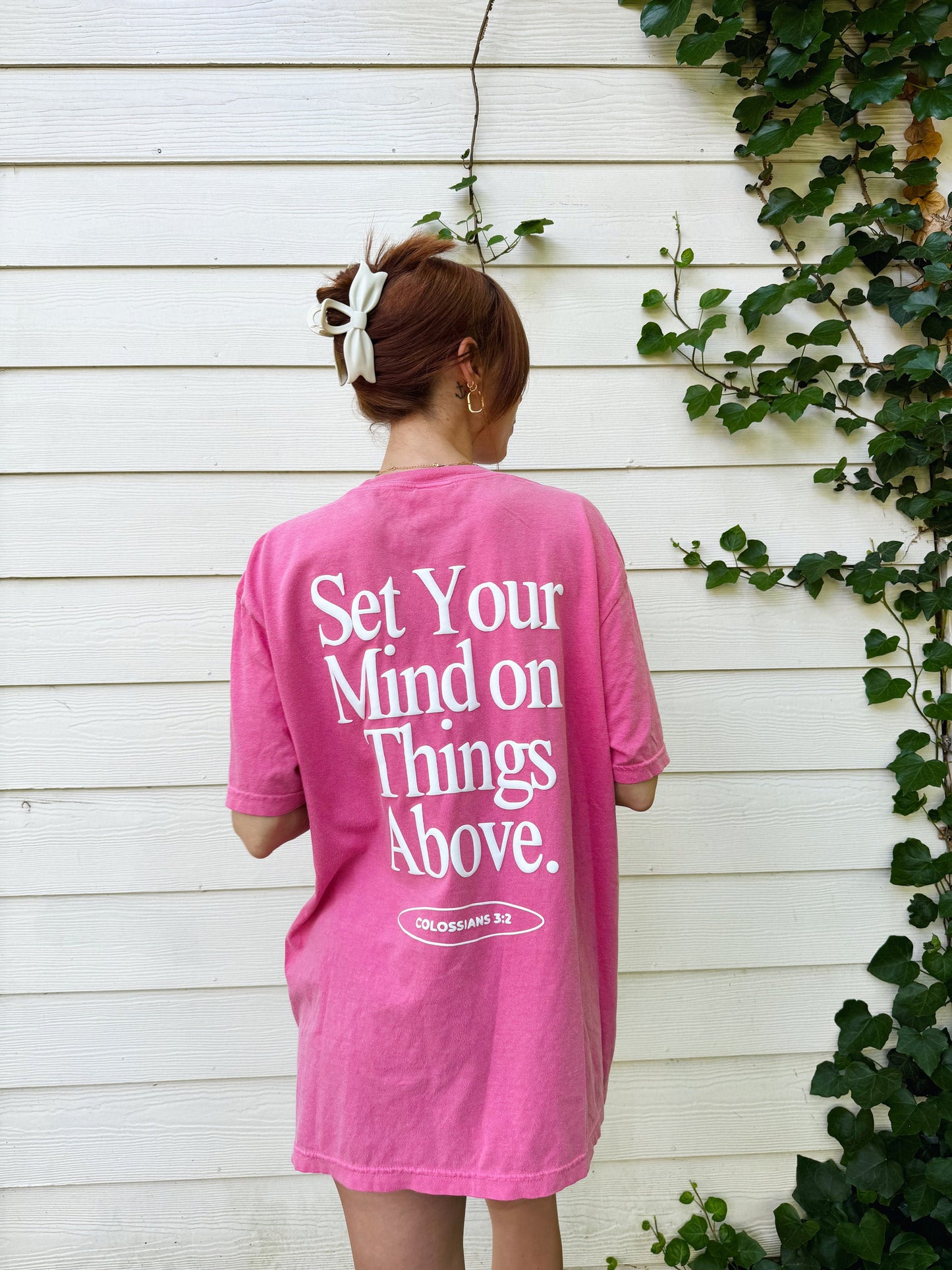 Set Your Mind on Things Above T-Shirt | Christian Comfort Colors Tee | Puff Print Faith Shirt | Bible Verse Tee Aesthetic Christian Apparel