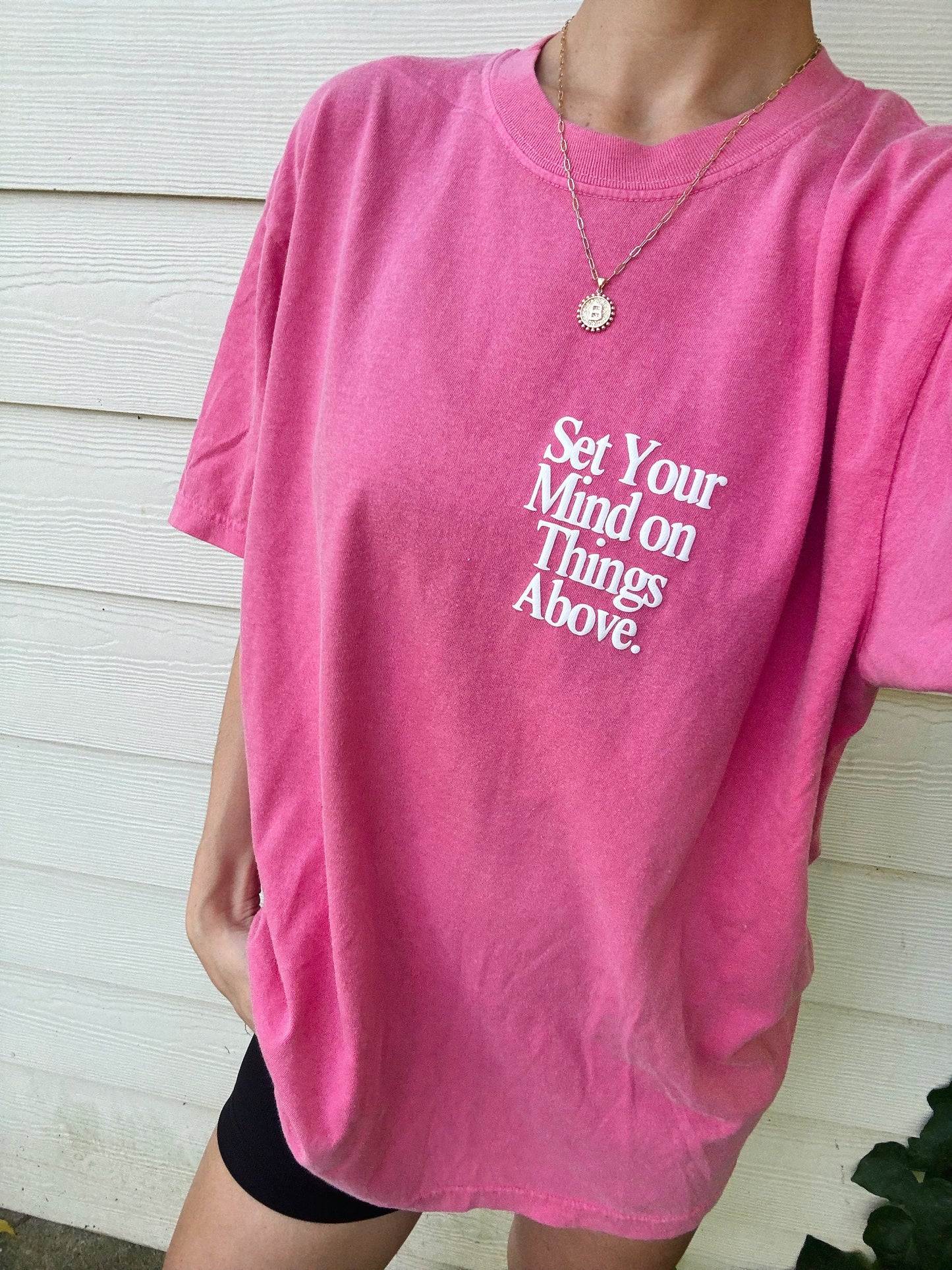 Set Your Mind on Things Above T-Shirt | Christian Comfort Colors Tee | Puff Print Faith Shirt | Bible Verse Tee Aesthetic Christian Apparel