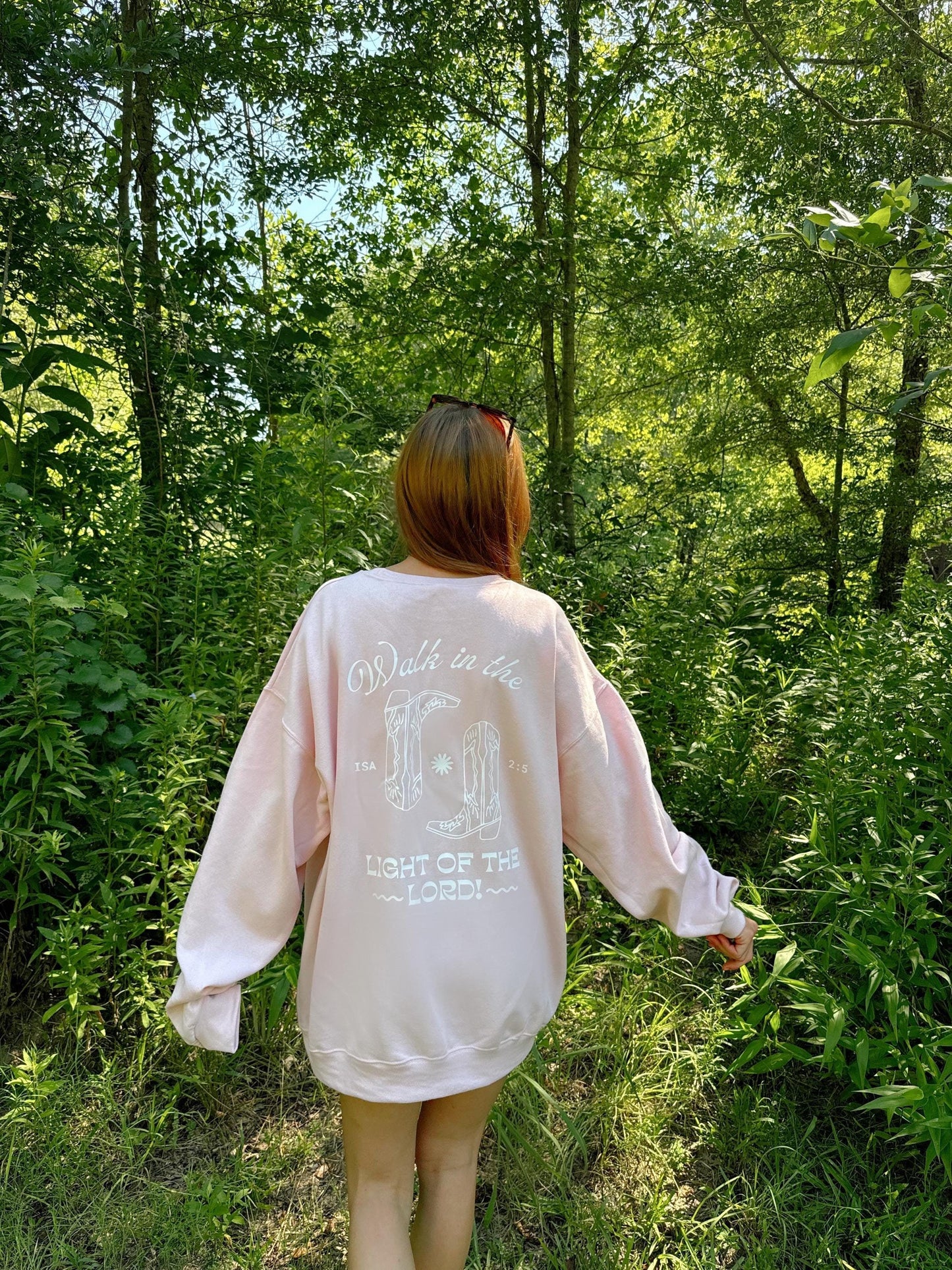 Walk in the Light of the Lord Crewneck | Christian Sweatshirt | Bible Verse Pullover | Trendy Faith Apparel | Aesthetic Christian Clothing