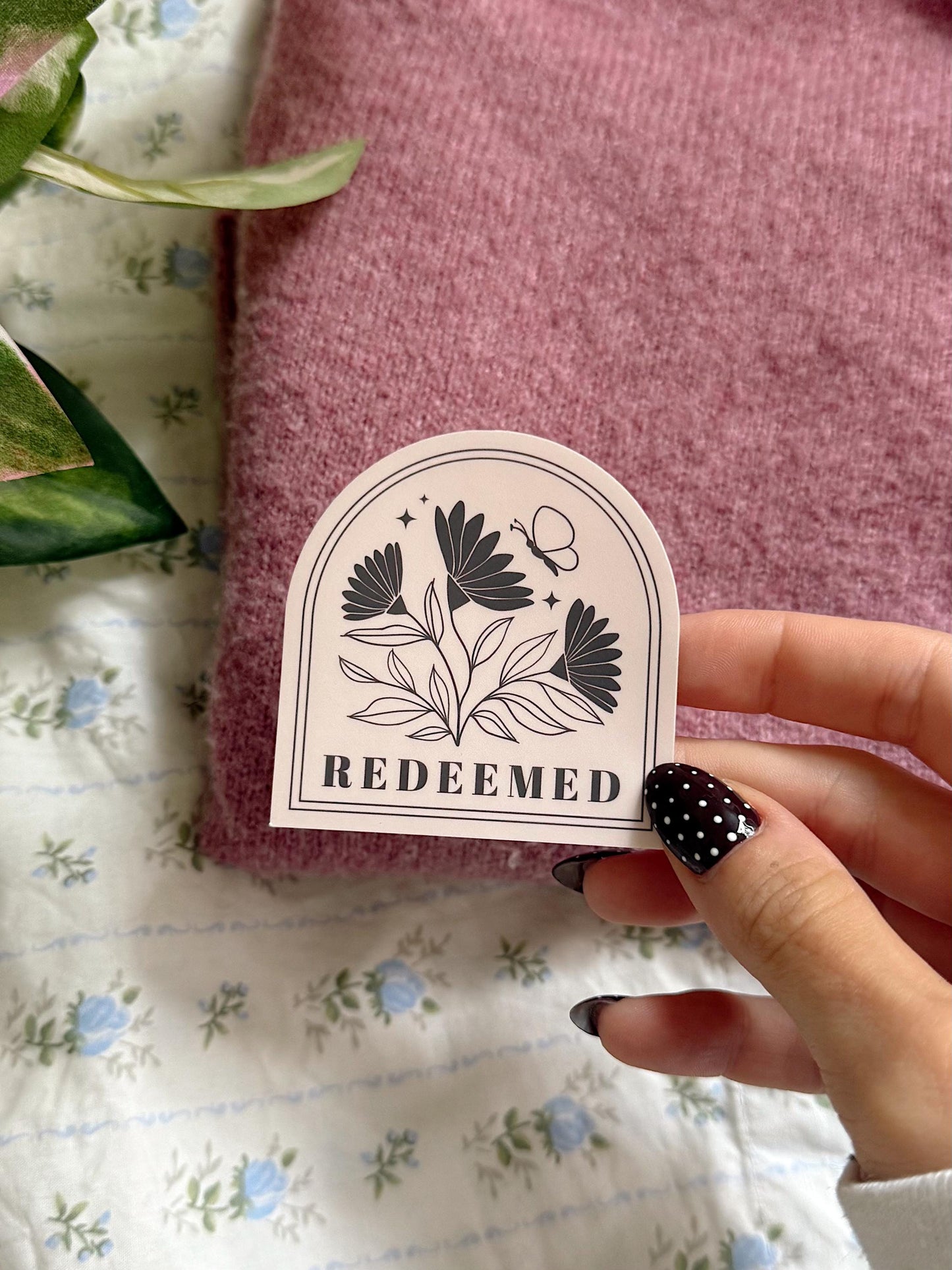 Redeemed Sticker | Christian Bible Verse Vinyl | Faith Sticker | Aesthetic Christian Sticker | Inspirational Sticker for Journals & Laptops