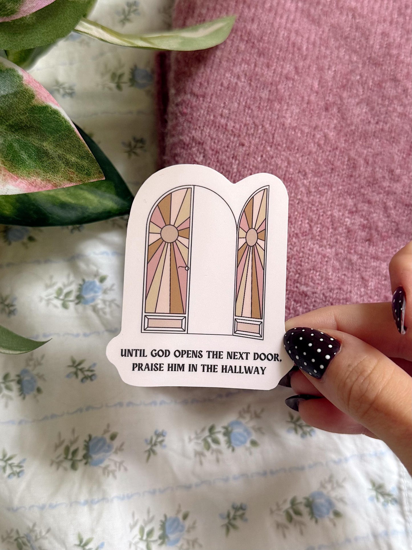 Until God Opens the Next Door Sticker Christian Encouragement Vinyl Sticker Faith Quote Sticker Bible Verse Sticker for Laptop, Journal