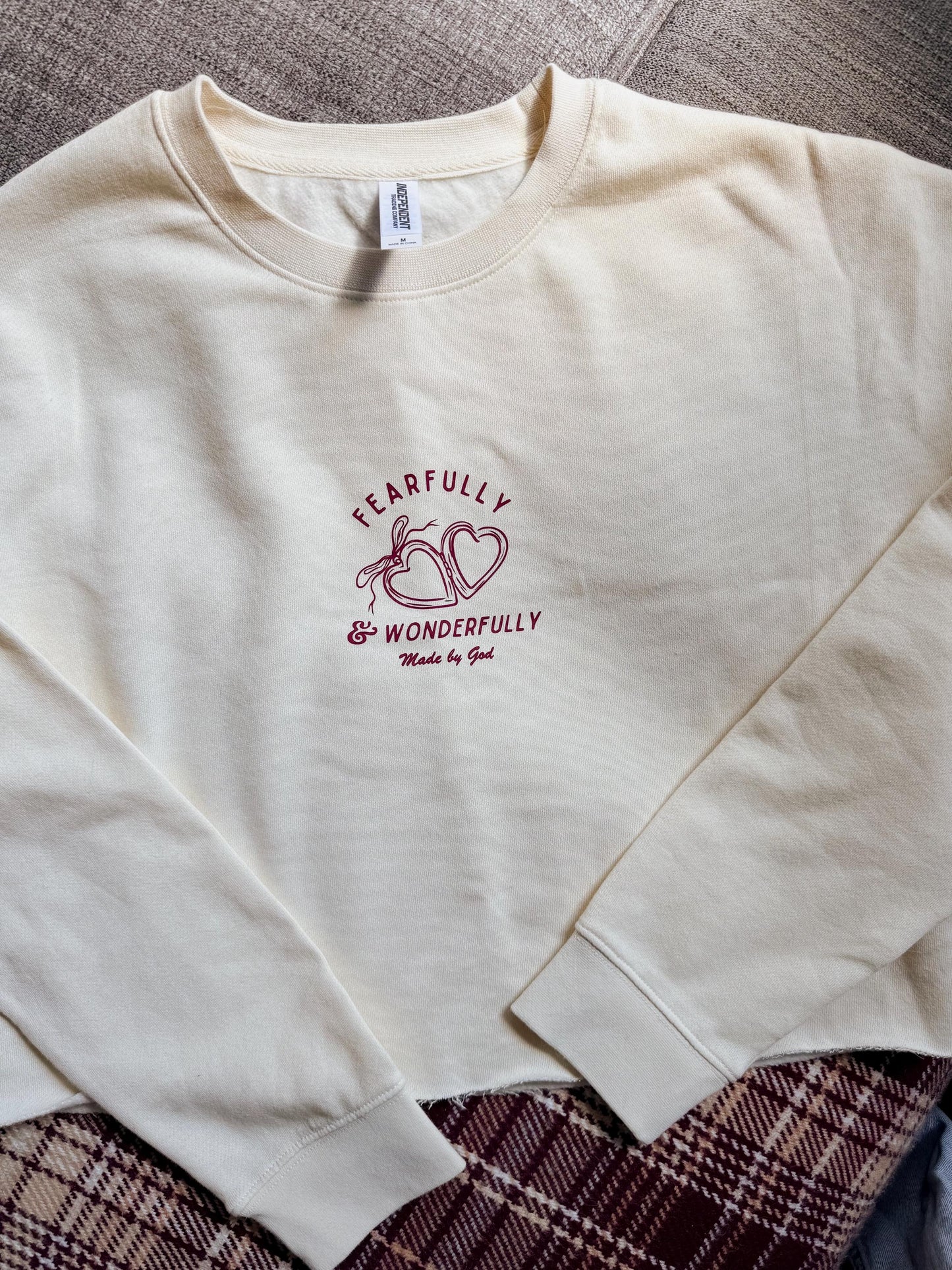 Fearfully & Wonderfully Made Cropped Crew | Christian T-shirt, Bible Verse Shirt, Religious T-shirt, Trendy T-shirt, Faith T-shirt, gifts