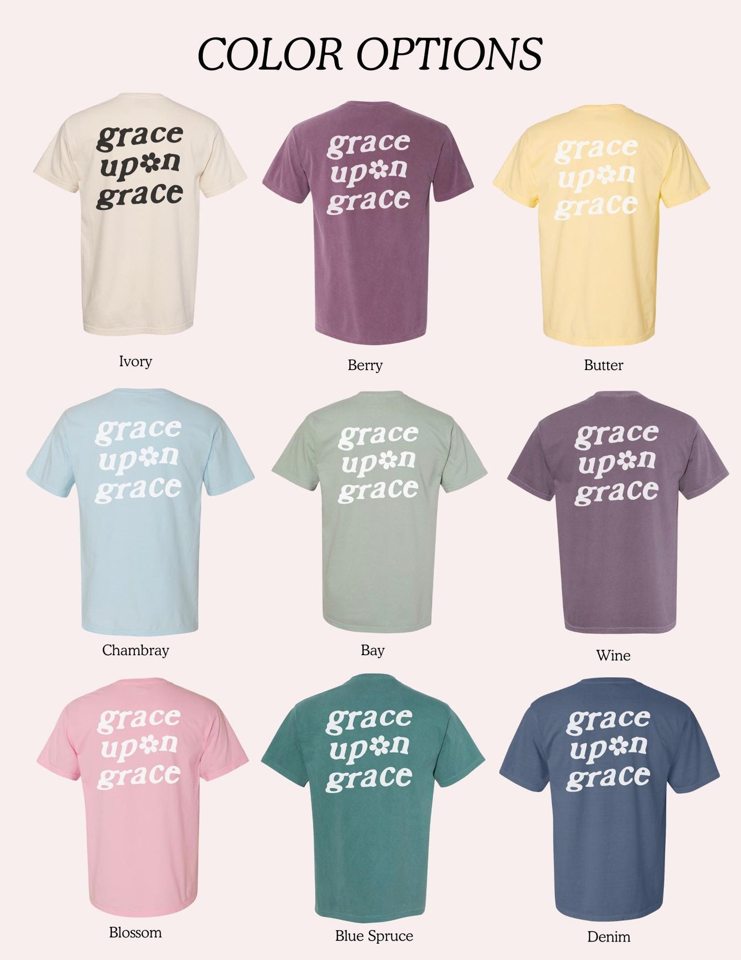 Grace Upon Grace T-Shirt | Christian Comfort Colors Tee | Trendy Faith Shirt | Bible Verse Shirt | Aesthetic Christian Apparel