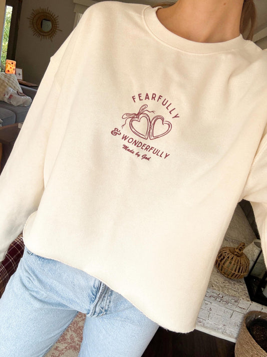 Fearfully & Wonderfully Made Cropped Crew | Christian T-shirt, Bible Verse Shirt, Religious T-shirt, Trendy T-shirt, Faith T-shirt, gifts