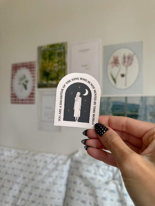 Daughter of the King Sticker | Christian Woman of Faith Vinyl Sticker Encouraging Bible Verse Aesthetic Gift for Her Laptop Journal Sticker