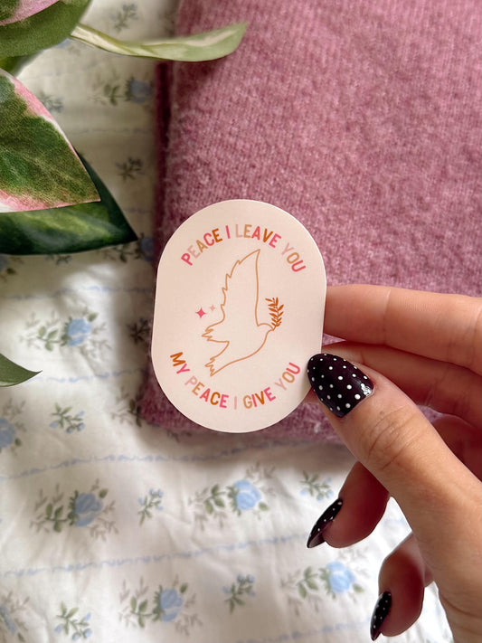 Peace I Leave You Sticker | Christian Bible Verse Vinyl | Aesthetic Faith Christian Sticker | Scripture Sticker for Journals & Laptops