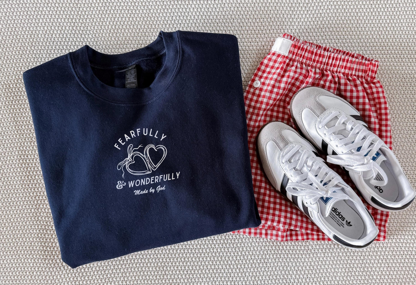 Fearfully and Wonderfully Made Crewneck | Christian Sweatshirt | Bible Verse Pullover | Trendy Faith Apparel | Aesthetic Christian Clothing