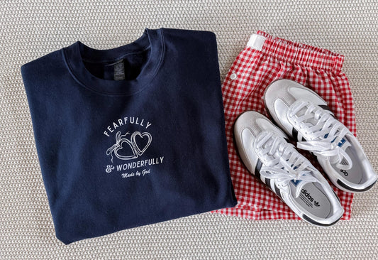 Fearfully and Wonderfully Made Crewneck | Christian Sweatshirt | Bible Verse Pullover | Trendy Faith Apparel | Aesthetic Christian Clothing
