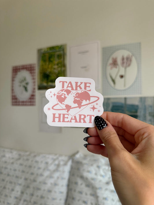 Take Heart Sticker | Christian Vinyl Bible Verse Faith Sticker Aesthetic Encouragement Gift for Her Jesus Scripture Sticker Laptop Sticker