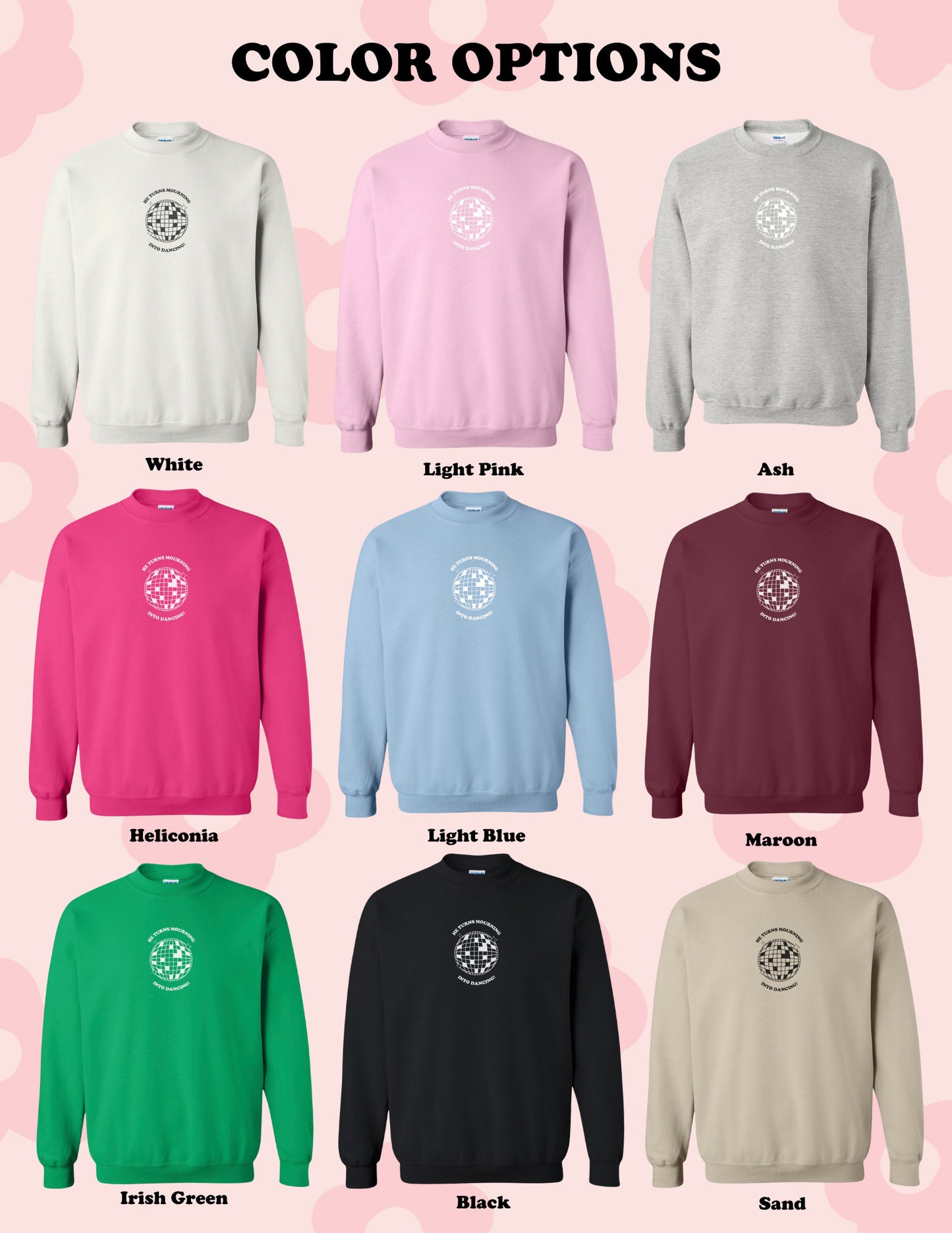 He Turns Mourning to Dancing Crewneck | Christian Sweatshirt | Bible Verse Pullover | Trendy Faith Apparel | Aesthetic Christian Clothing