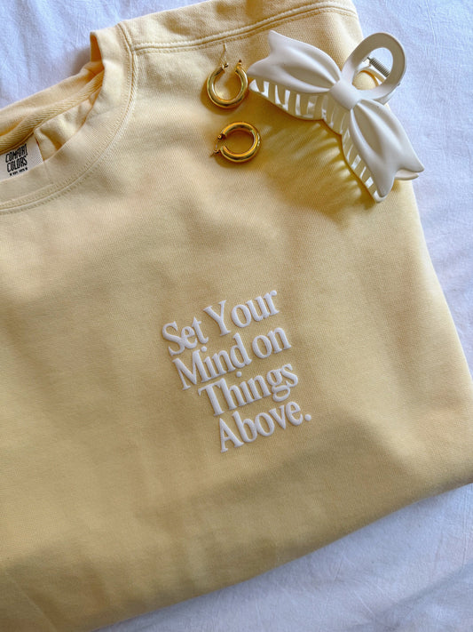 Set Your Mind on Things Above Sweatshirt | Christian Sweatshirt, Bible Verse Shirt, Religious Sweatshirt, Trendy Sweatshirt, Faith Crewneck