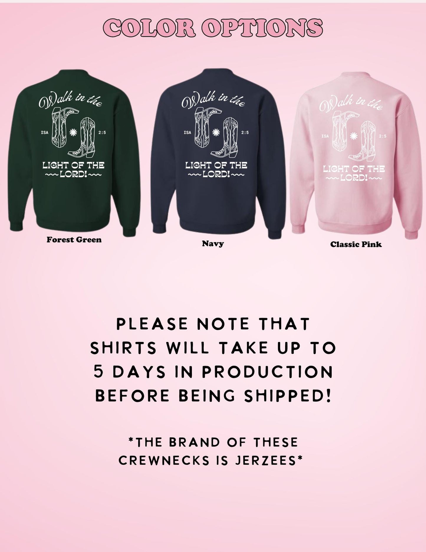 Walk in the Light of the Lord Crewneck | Christian Sweatshirt | Bible Verse Pullover | Trendy Faith Apparel | Aesthetic Christian Clothing