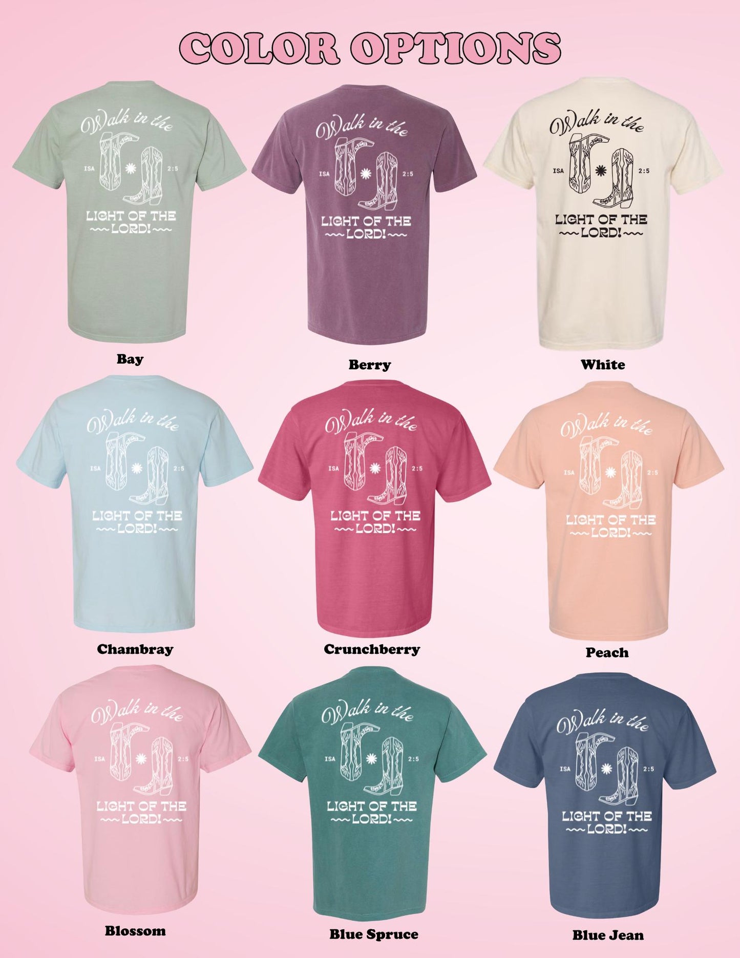 Walk in the Light of the Lord T-Shirt | Christian Comfort Colors Tee | Bible Verse Shirt | Trendy Faith Shirt | Aesthetic Christian Apparel