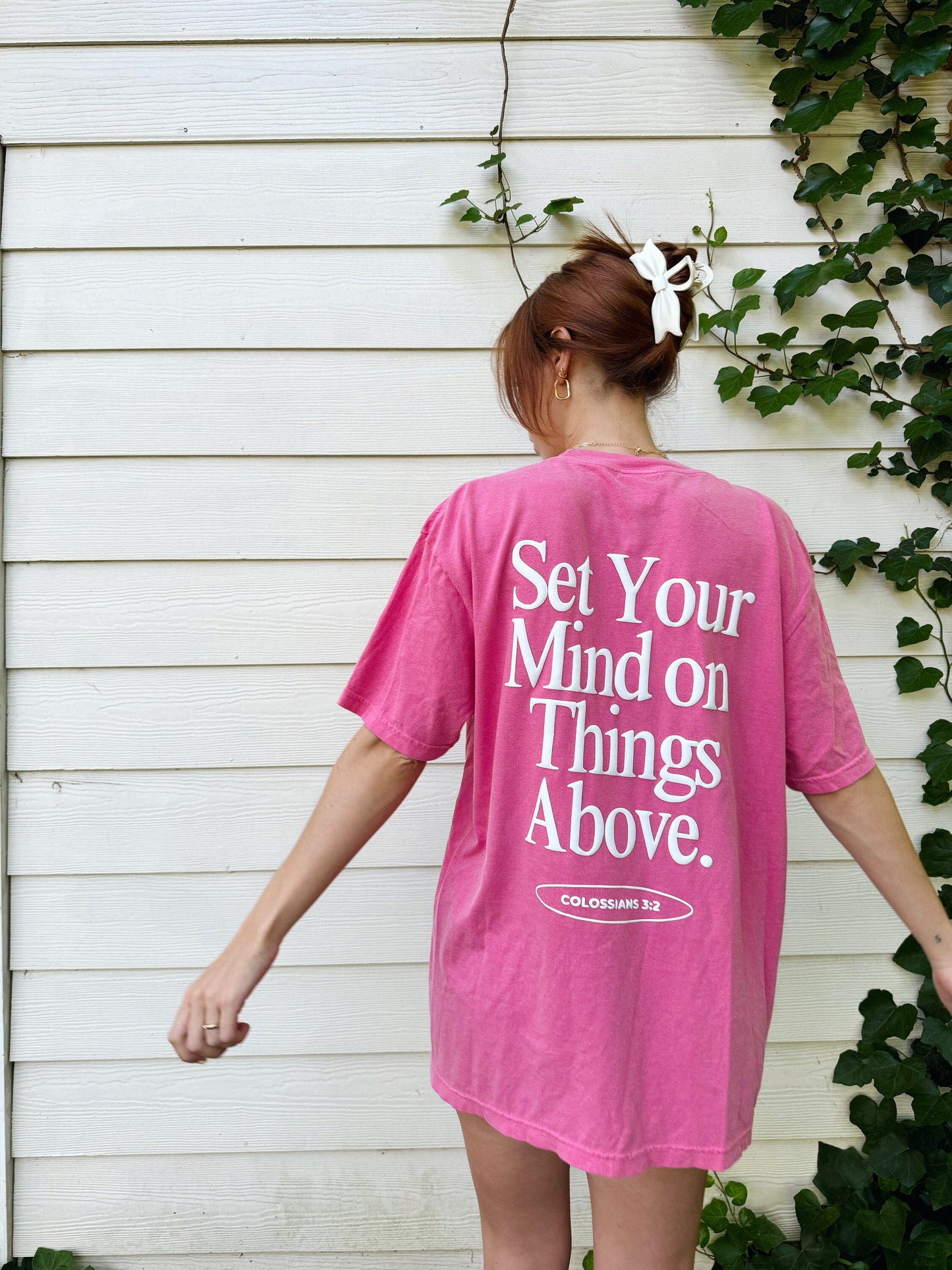 Set Your Mind on Things Above T-Shirt | Christian Comfort Colors Tee | Puff Print Faith Shirt | Bible Verse Tee Aesthetic Christian Apparel