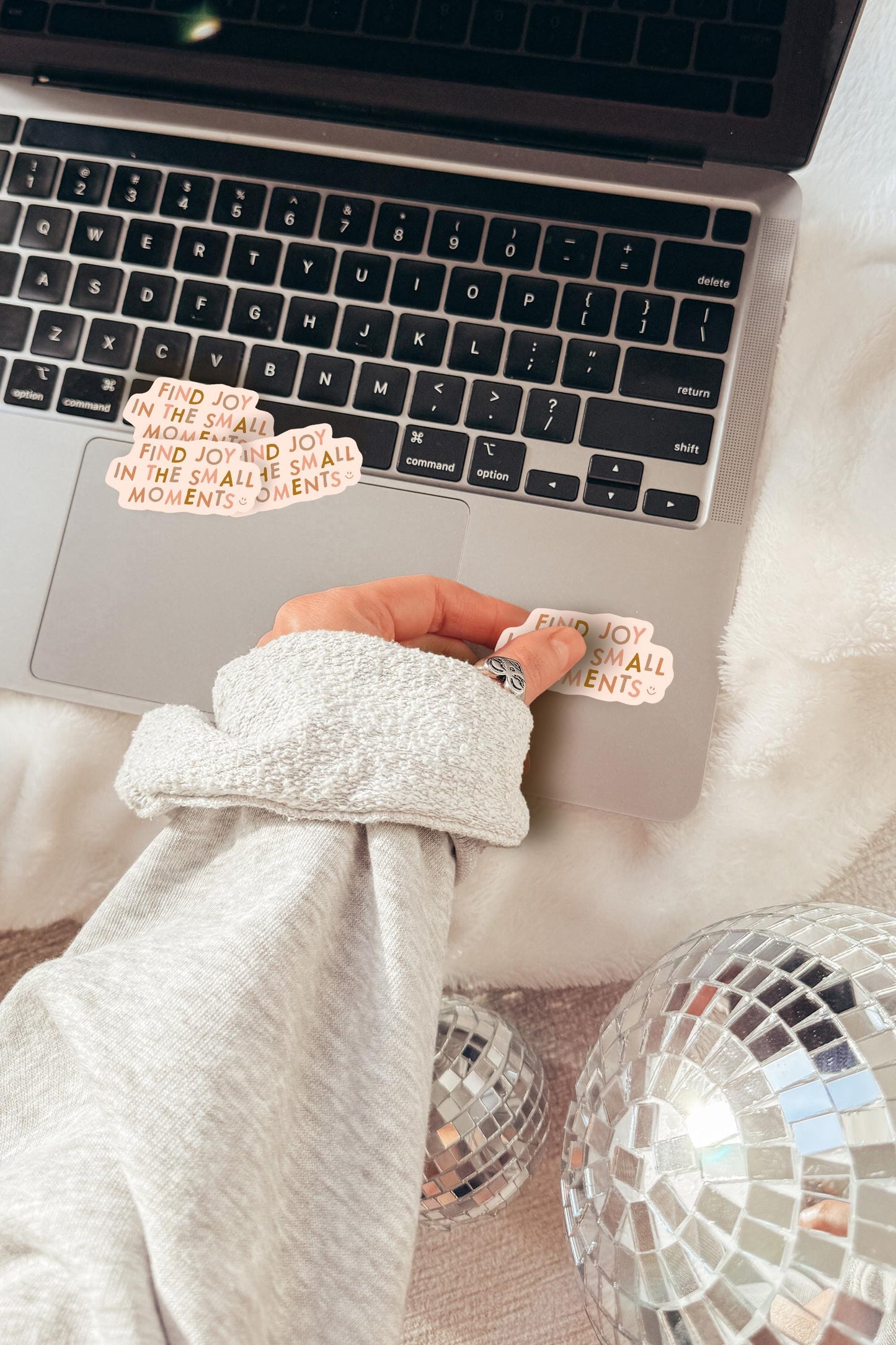 Find Joy in the Small Moments Sticker | Positive Quote Vinyl Sticker Aesthetic Encouragement Reminder Laptop Water Bottle Gifts for Girls