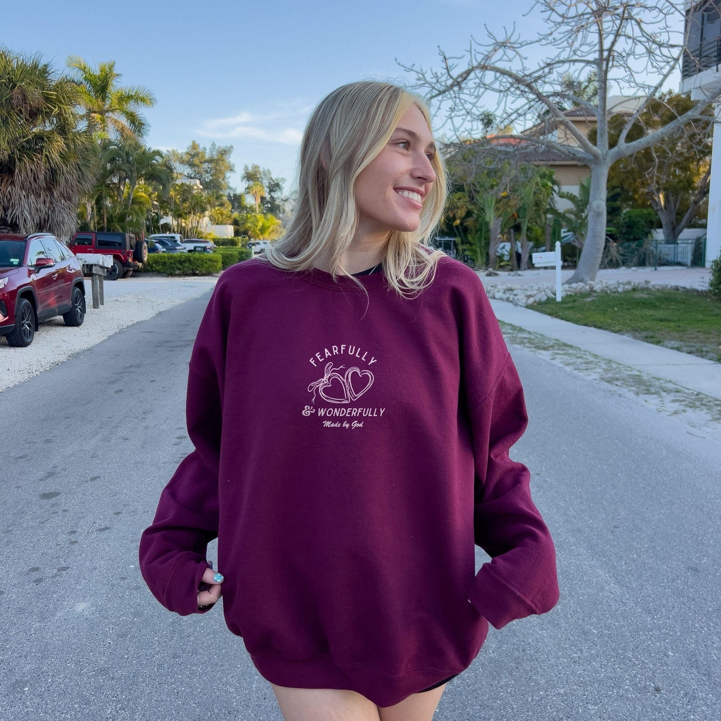 Fearfully and Wonderfully Made Crewneck | Christian Sweatshirt | Bible Verse Pullover | Trendy Faith Apparel | Aesthetic Christian Clothing