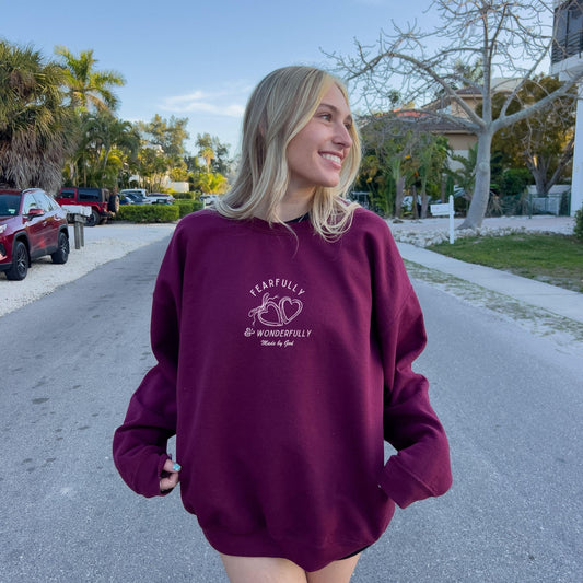 Fearfully and Wonderfully Made Crewneck | Christian Sweatshirt | Bible Verse Pullover | Trendy Faith Apparel | Aesthetic Christian Clothing