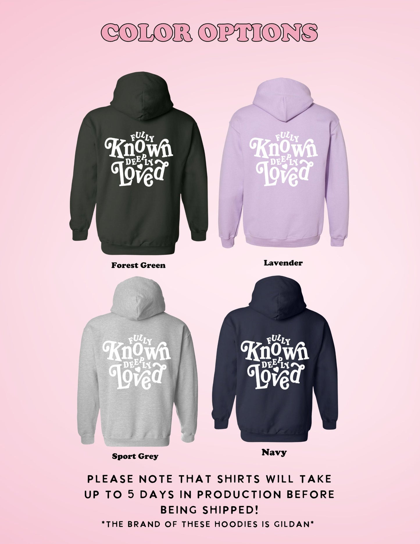 Fully Known and Deeply Loved Hoodie | Christian Hoodie | Bible Verse Pullover | Faith Apparel | Aesthetic Christian Clothing Gifts for Girls