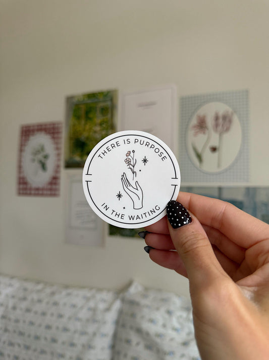 Purpose in the Waiting Sticker | Christian Bible Verse Vinyl | Faith Quote Sticker | Aesthetic Christian Sticker for Journals & Laptops