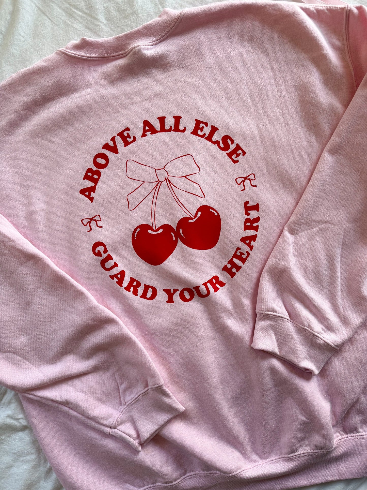 Above All Else Guard Your Heart Crewneck | Christian Sweatshirt | Bible Verse Pullover | Trendy Faith Apparel | Aesthetic Christian Clothing