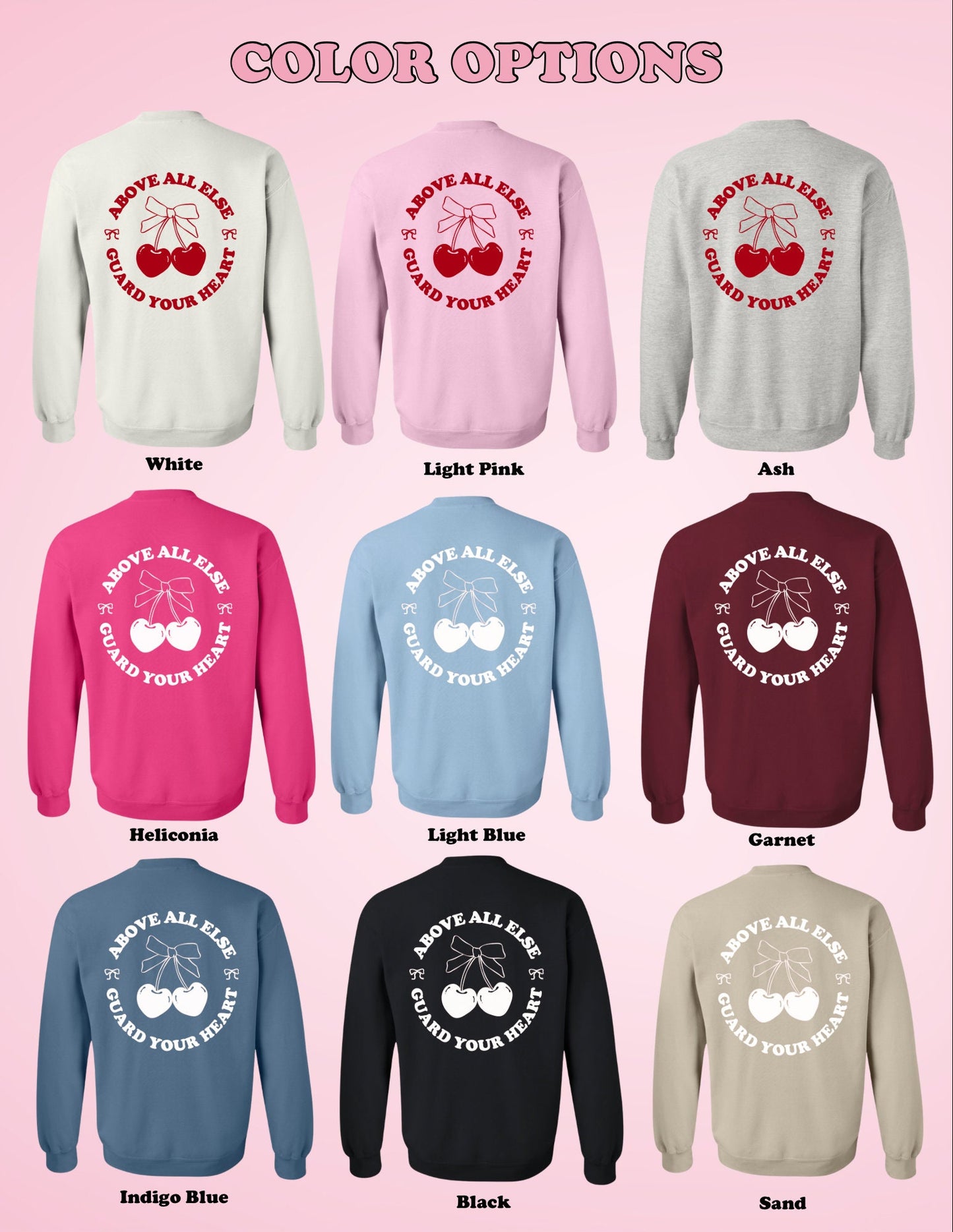 Above All Else Guard Your Heart Crewneck | Christian Sweatshirt | Bible Verse Pullover | Trendy Faith Apparel | Aesthetic Christian Clothing