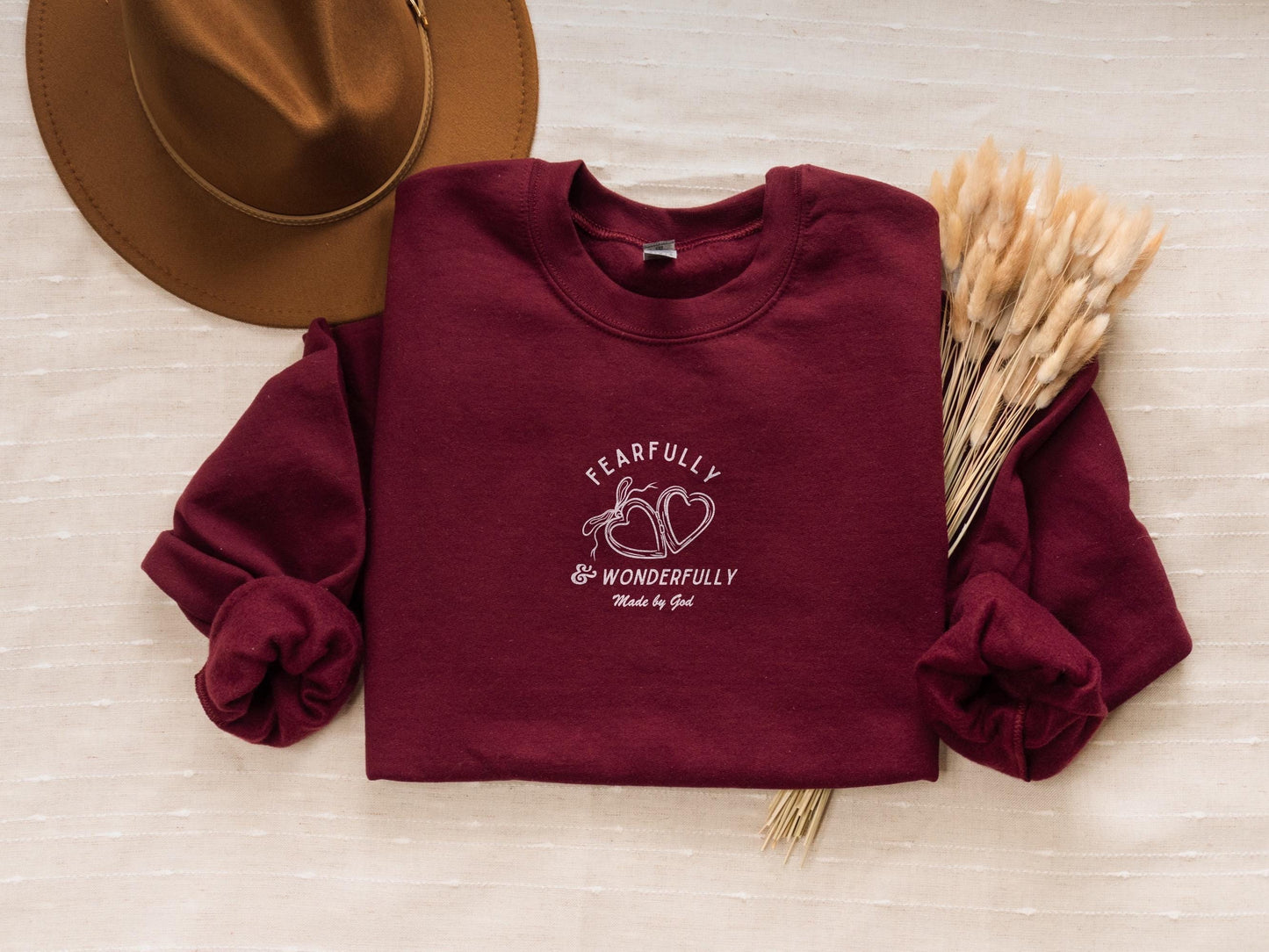 Fearfully and Wonderfully Made Crewneck | Christian Sweatshirt | Bible Verse Pullover | Trendy Faith Apparel | Aesthetic Christian Clothing